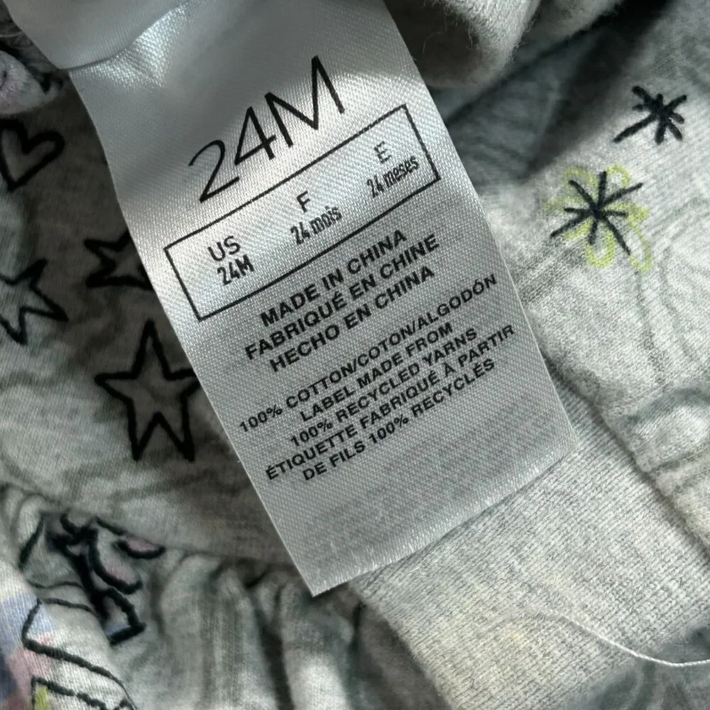 Adidas Baby Girls Jumpsuit 24M Gray Graphic Long Sleeve Cotton Romper
