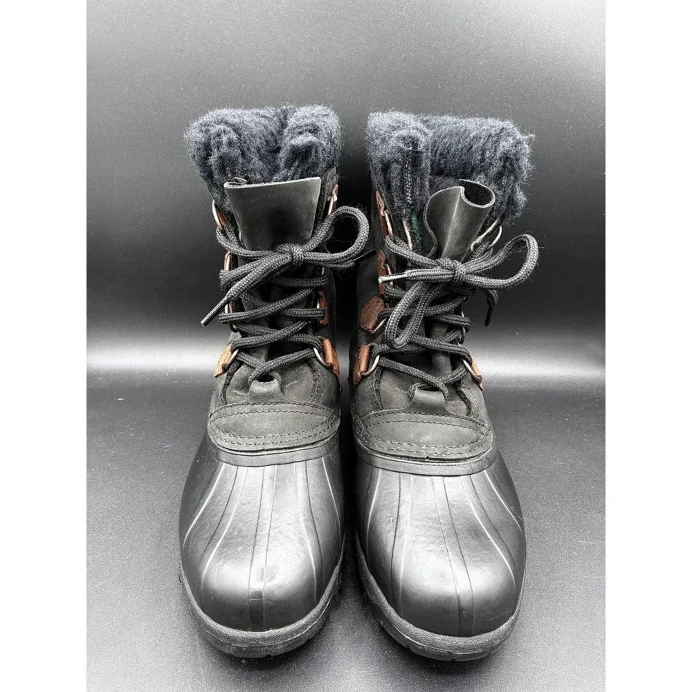 Sorel Alpine‎ Mens 8 Black Leather Waterproof Snow Winter Duck Boots Made Canada