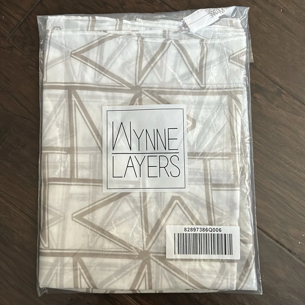 WynneLayers  geometric Print Scarf Lightweight Polyester olive khaki cream