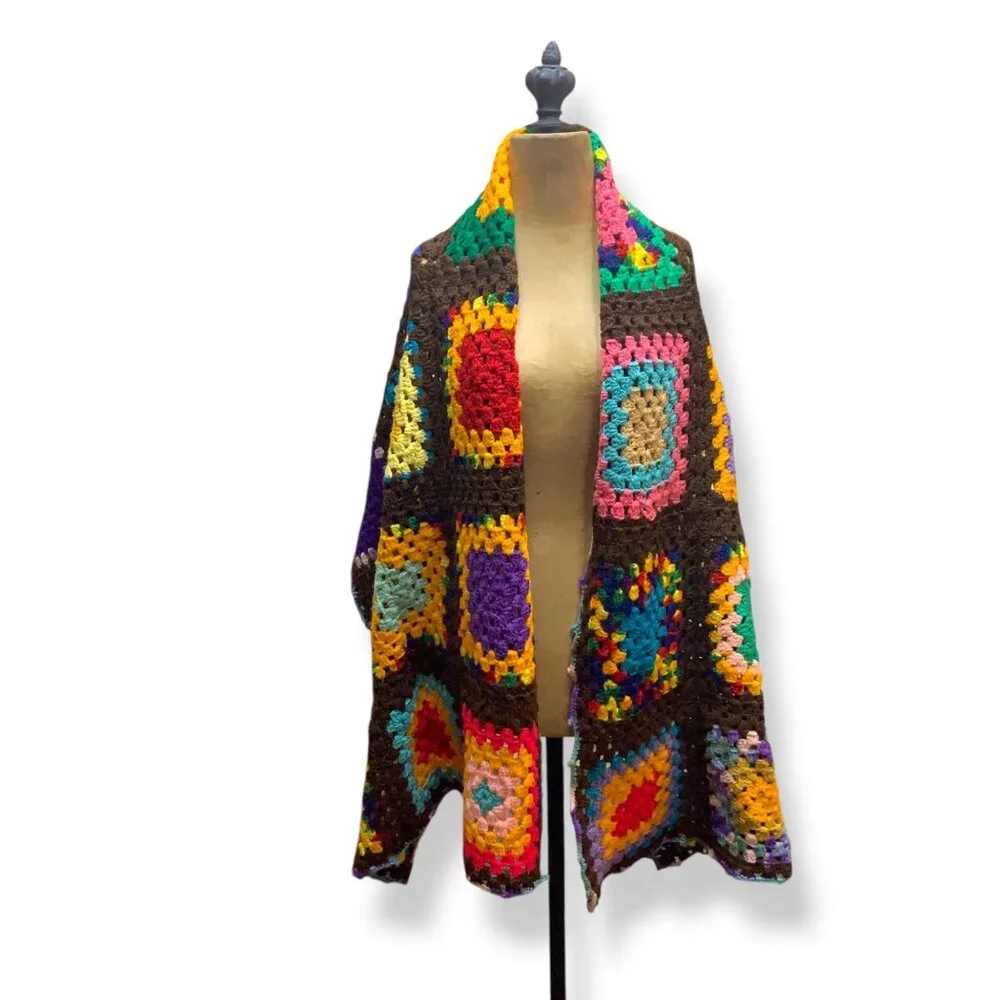 Granny Square Wrap Handcrafted crafted intricate