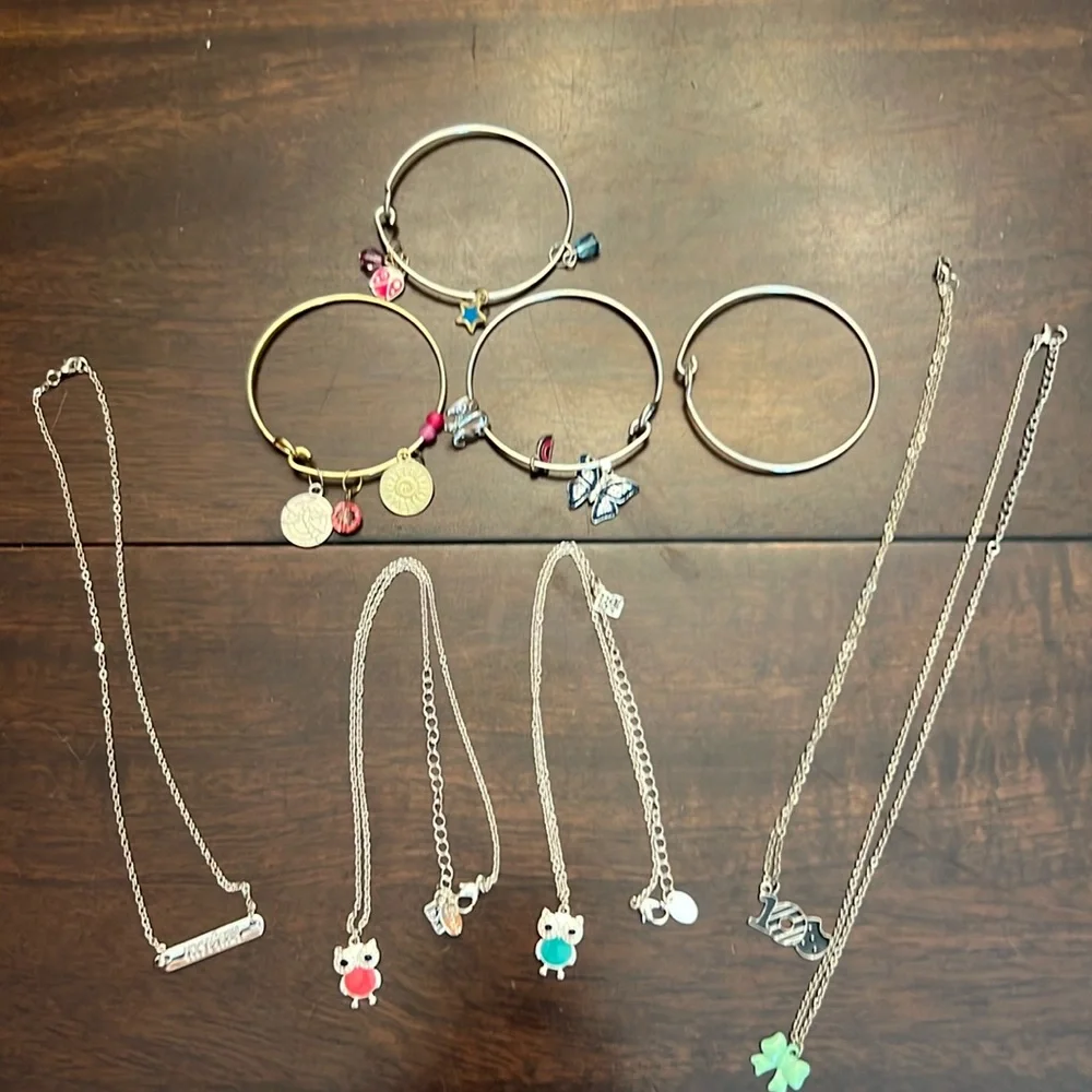 Assorted kids jewelry bracelet charms and necklaces