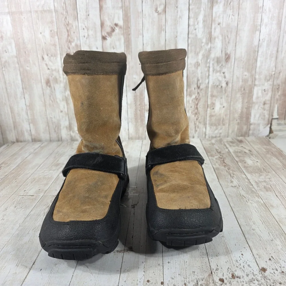 Cabelas Mens Winter Snow‎ Boots Tan Suede Shearling Lined 8M Waterproof Shell