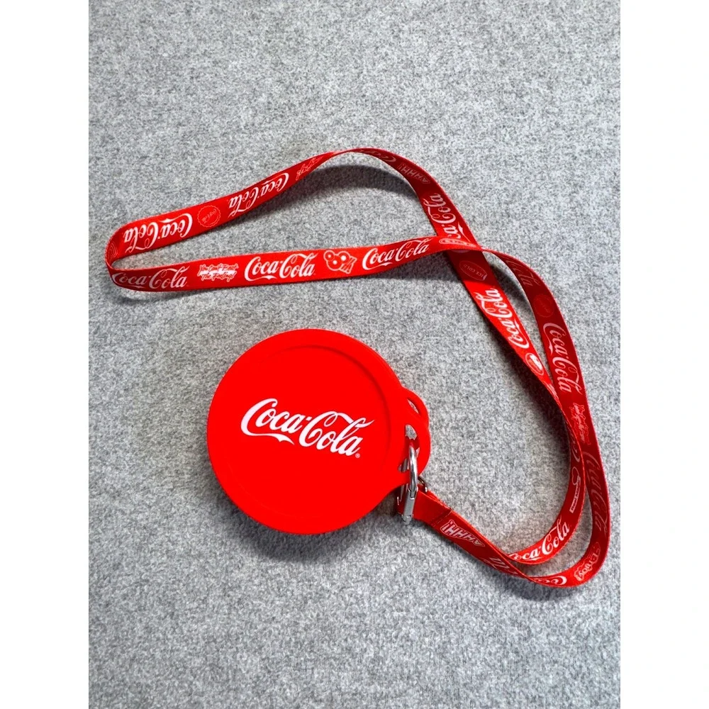 Coca-Cola Collapsible Travel Cup Unisex OS Red Silicone Lanyard Set Retro Gear