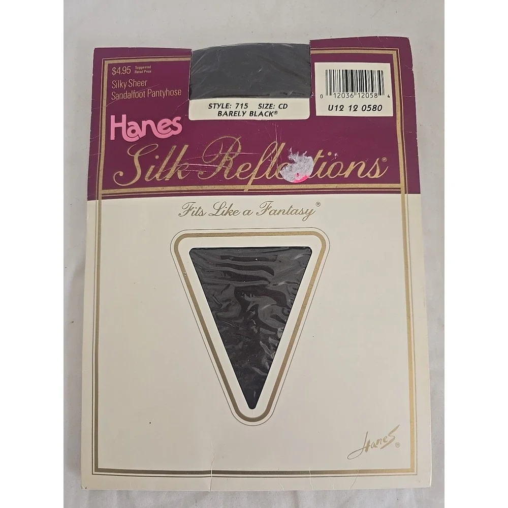 Hanes Silk Reflections Pantyhose Women's Size‎ CD Style 715 Barely Black