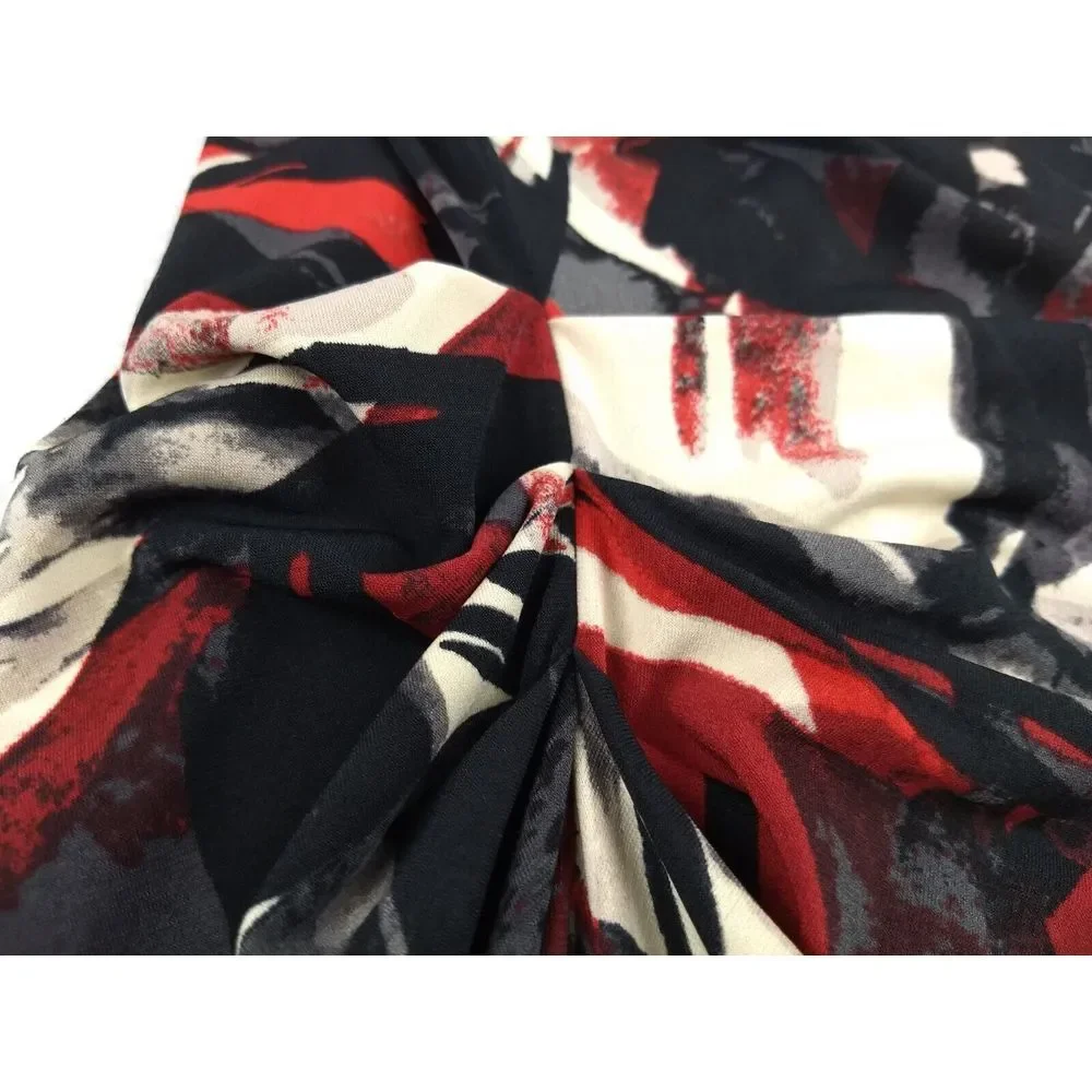 Michael Kors Sleeveless Sheath Dress L Ruched Side Cowl Neck Black Red Blaze NWT