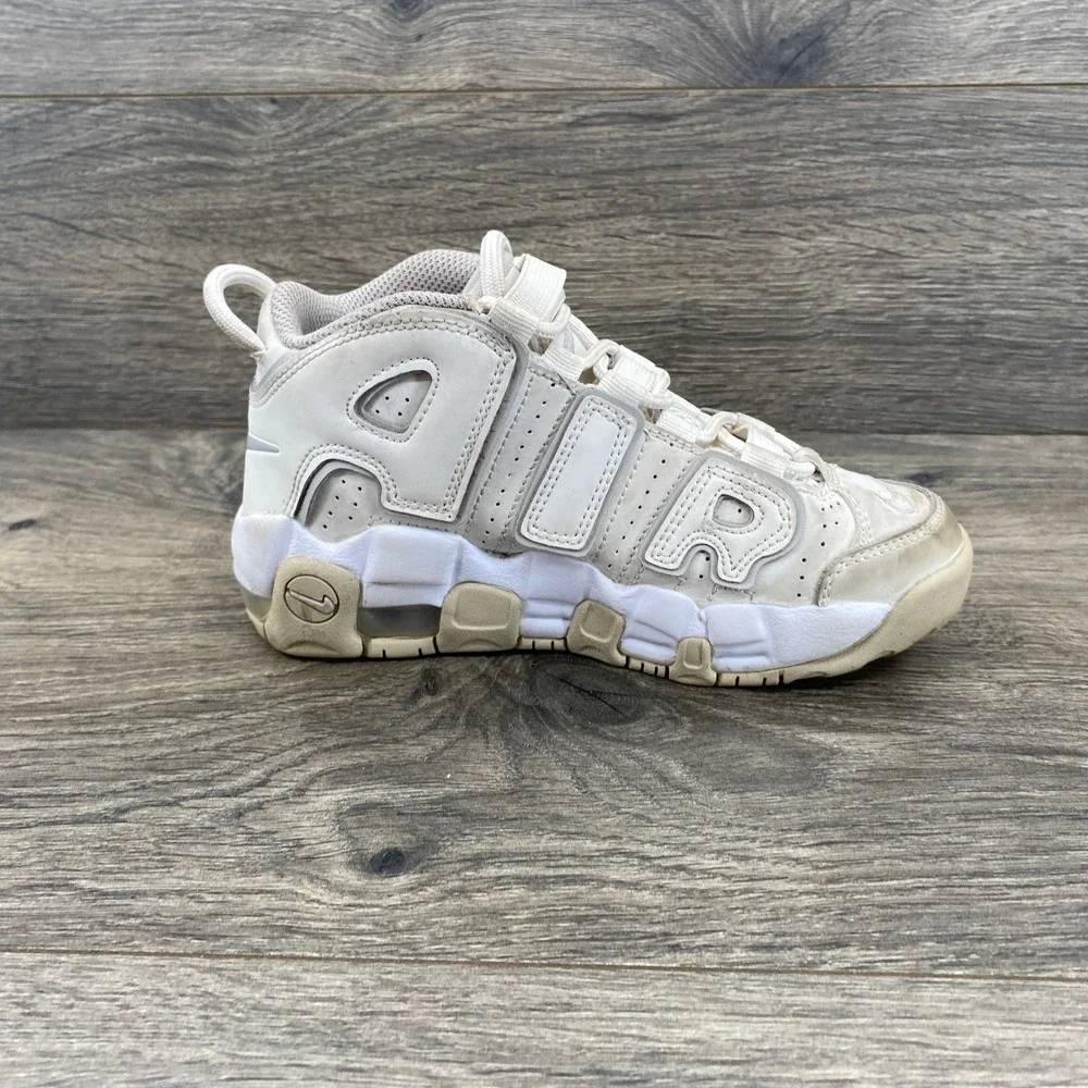 Nike Air More Uptempo Kids Size 1.5Y Beige Light Bone Retro Basketball Sneakers