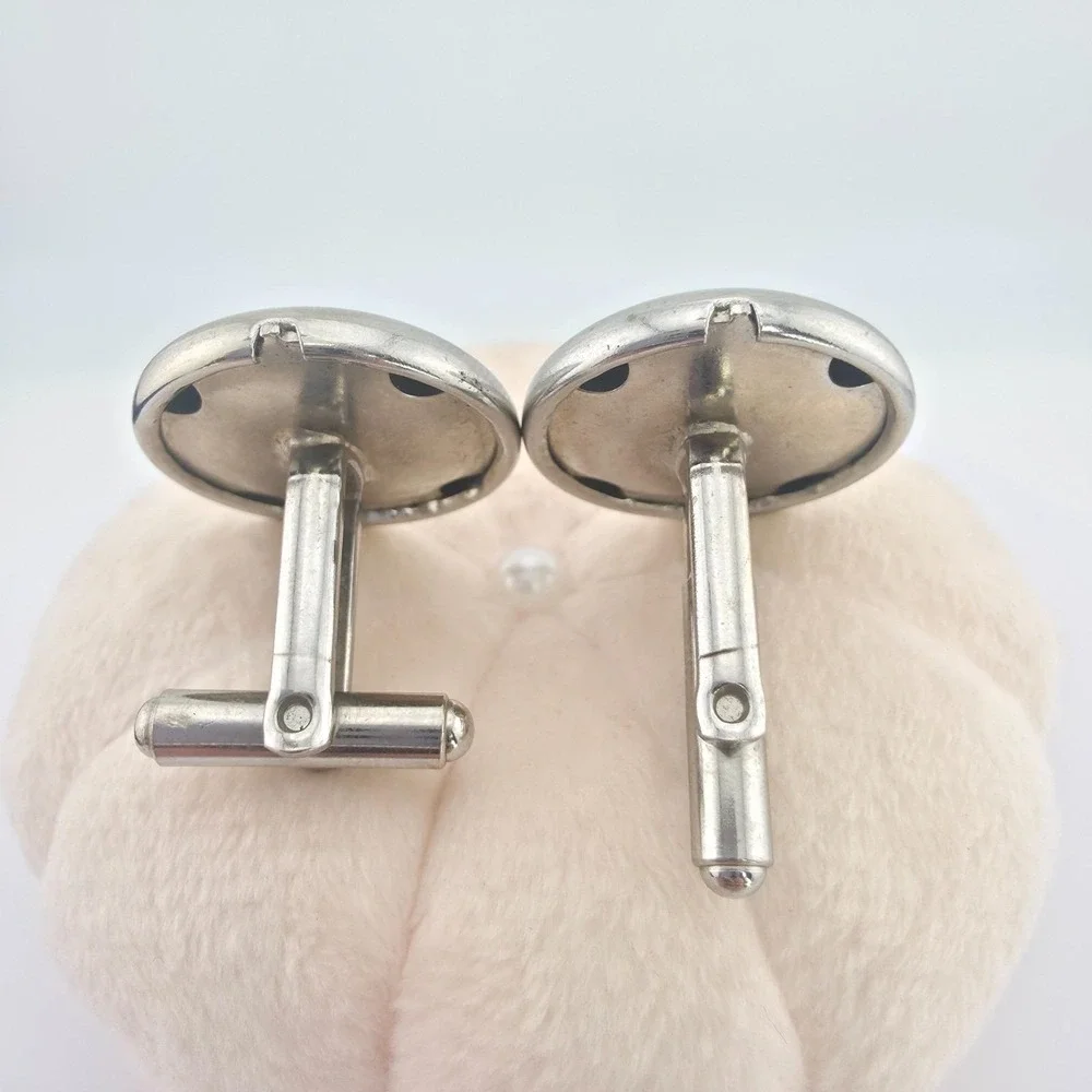 Vintage Cufflinks Engraved Monogram Scrollwork Elegant Silver Plate Bullet Back