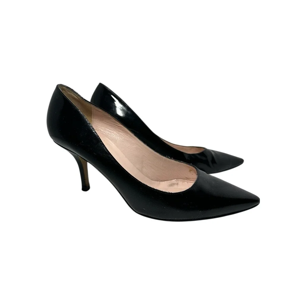 KATE SPADE NEW YORK  Women Black Patent Leather Heels Stilettos Italy 6.5 B $475