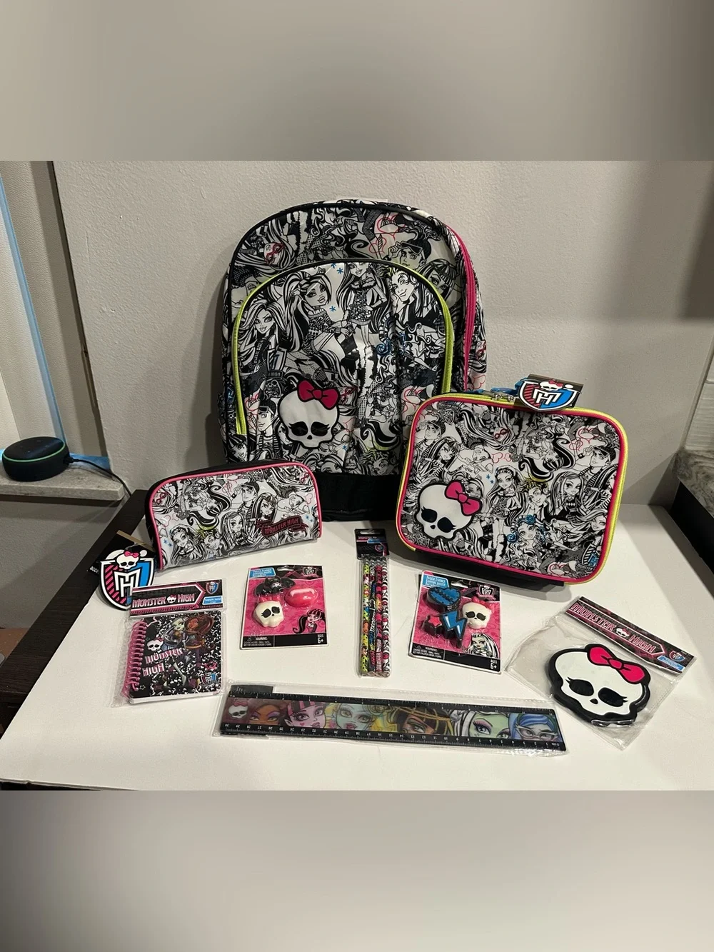 Monster High 16 Inch Backpack-Lunch Box-Pencil Case- Erasers-Misc School Supplie