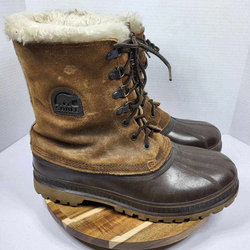 Vintage Sorel Kaufman Caribou Boots Mens 10 Made‎ in Canada Leather Snow Winter