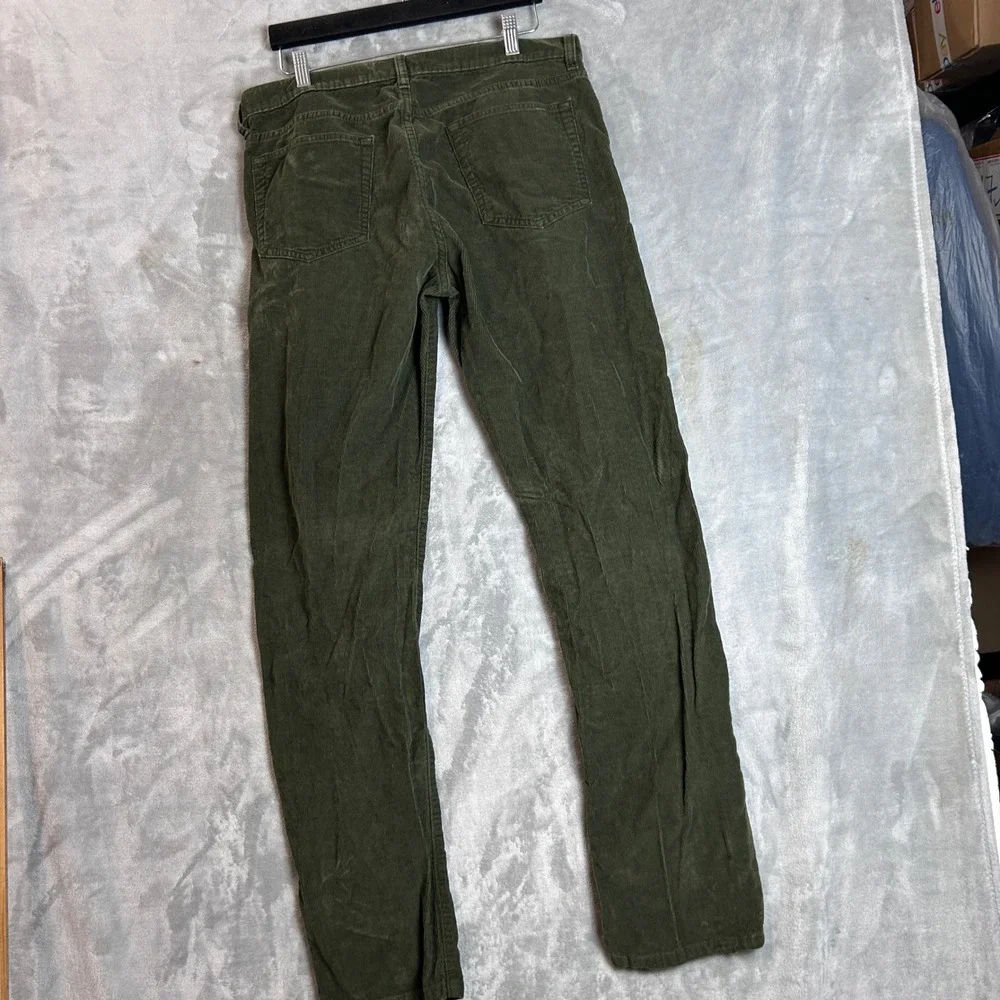 J.Crew Mens Slim Straight Corduroy Pants Olive Green 34x34 5-Pocket Casual