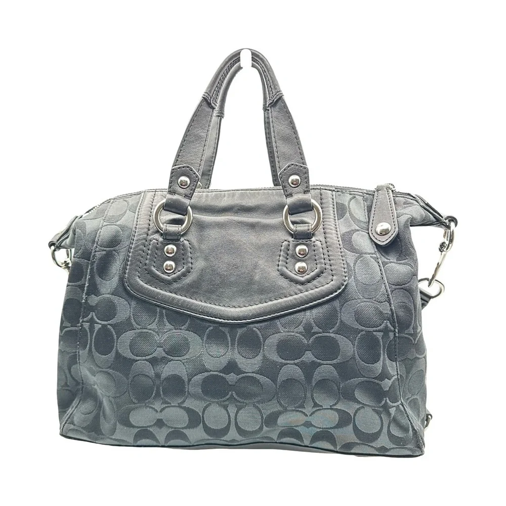 Coach Black Signature Canvas Satchel with Shoulder Strap