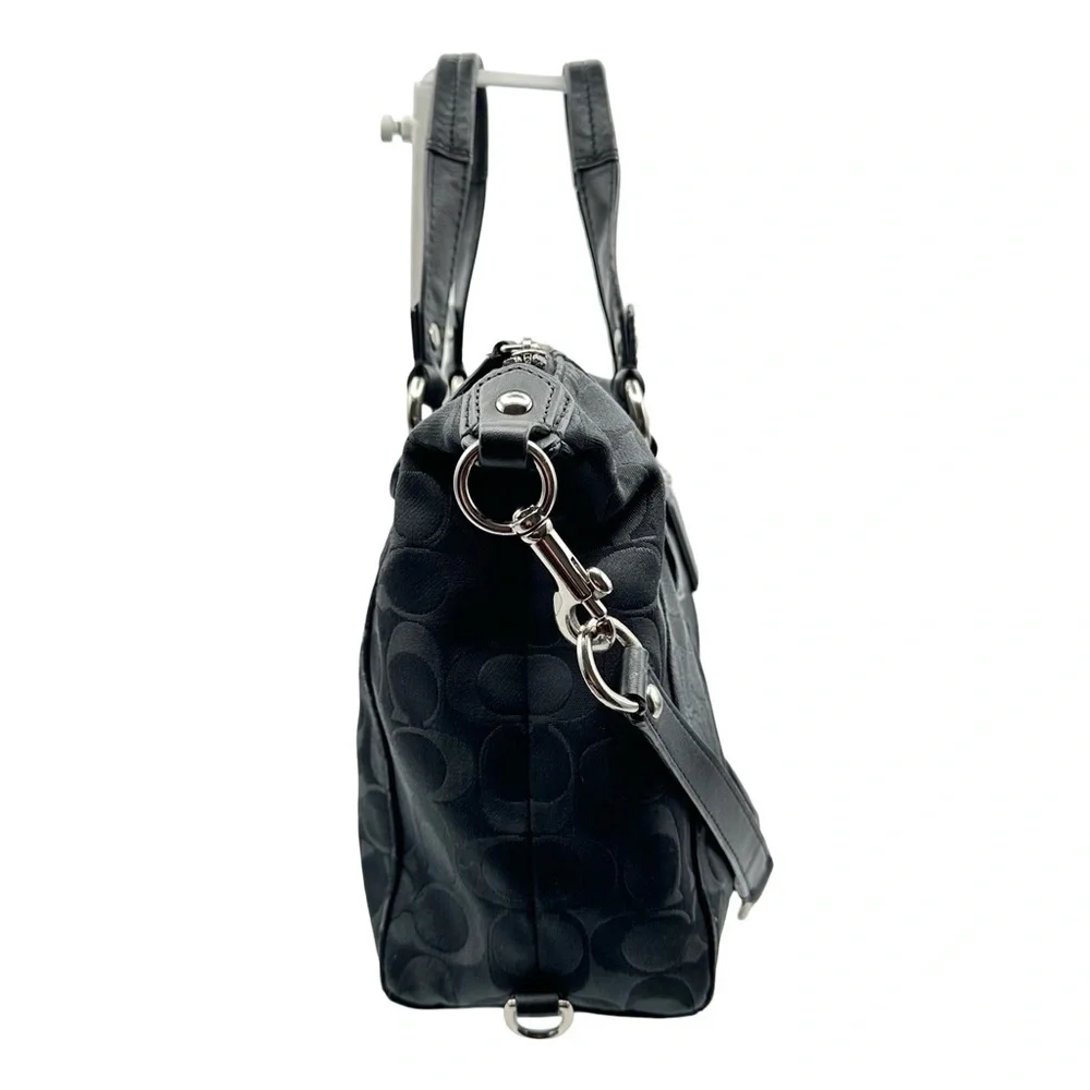 Coach Black Signature Canvas Satchel with Shoulder Strap