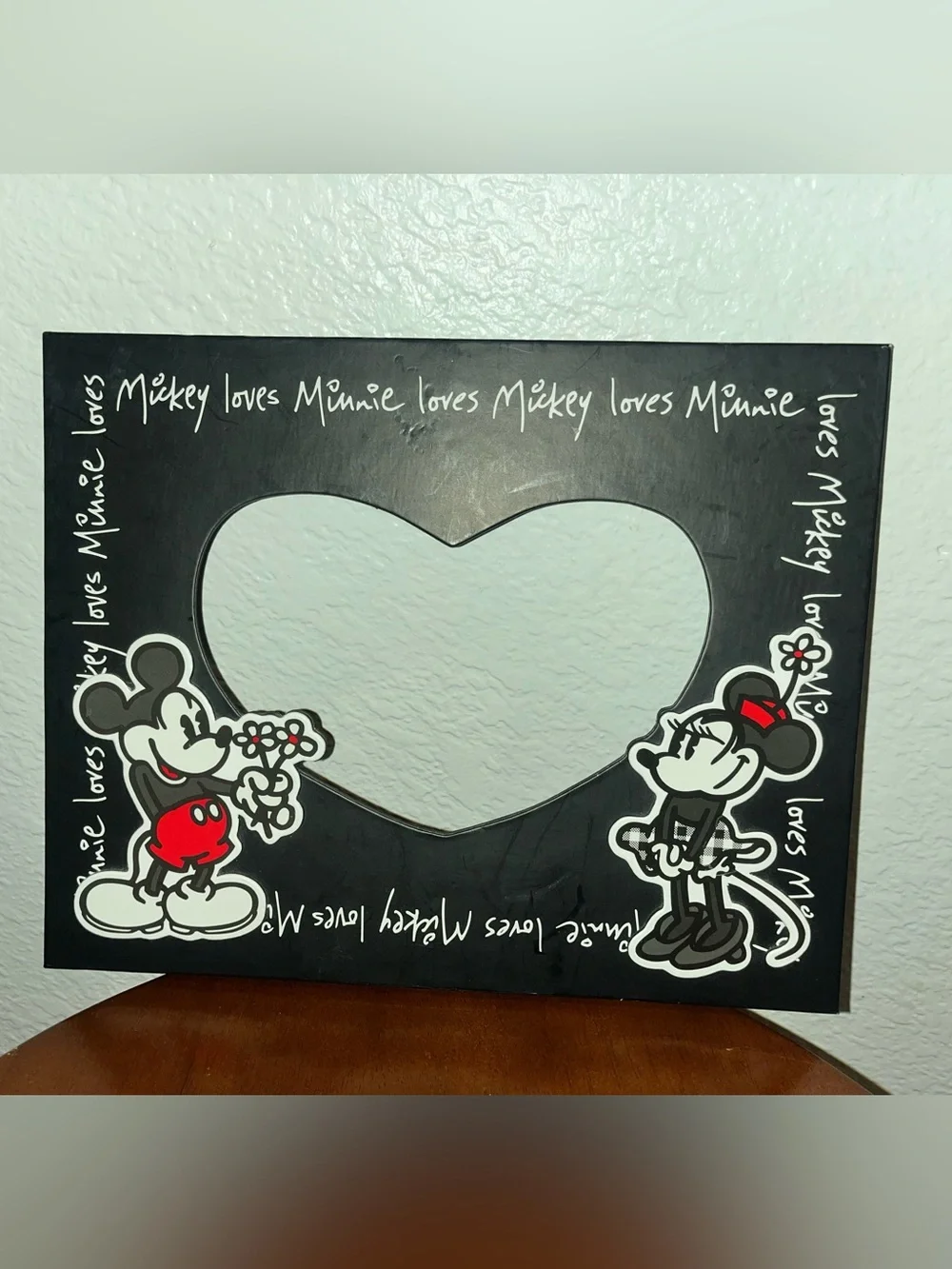 Disney Black Mickey & Minnie Heart Frame with Red Accents