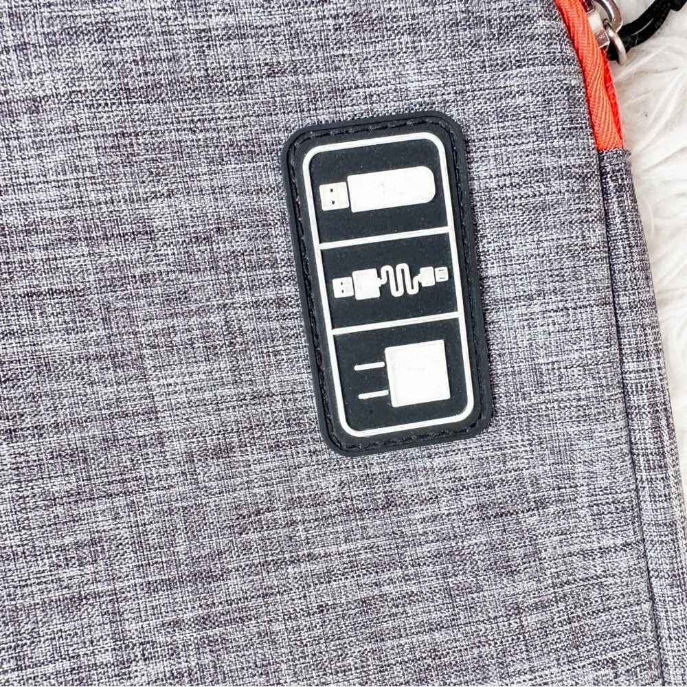 Travel Tech Organizer Cable Case Gray Orange Electronics Accessory Pouch