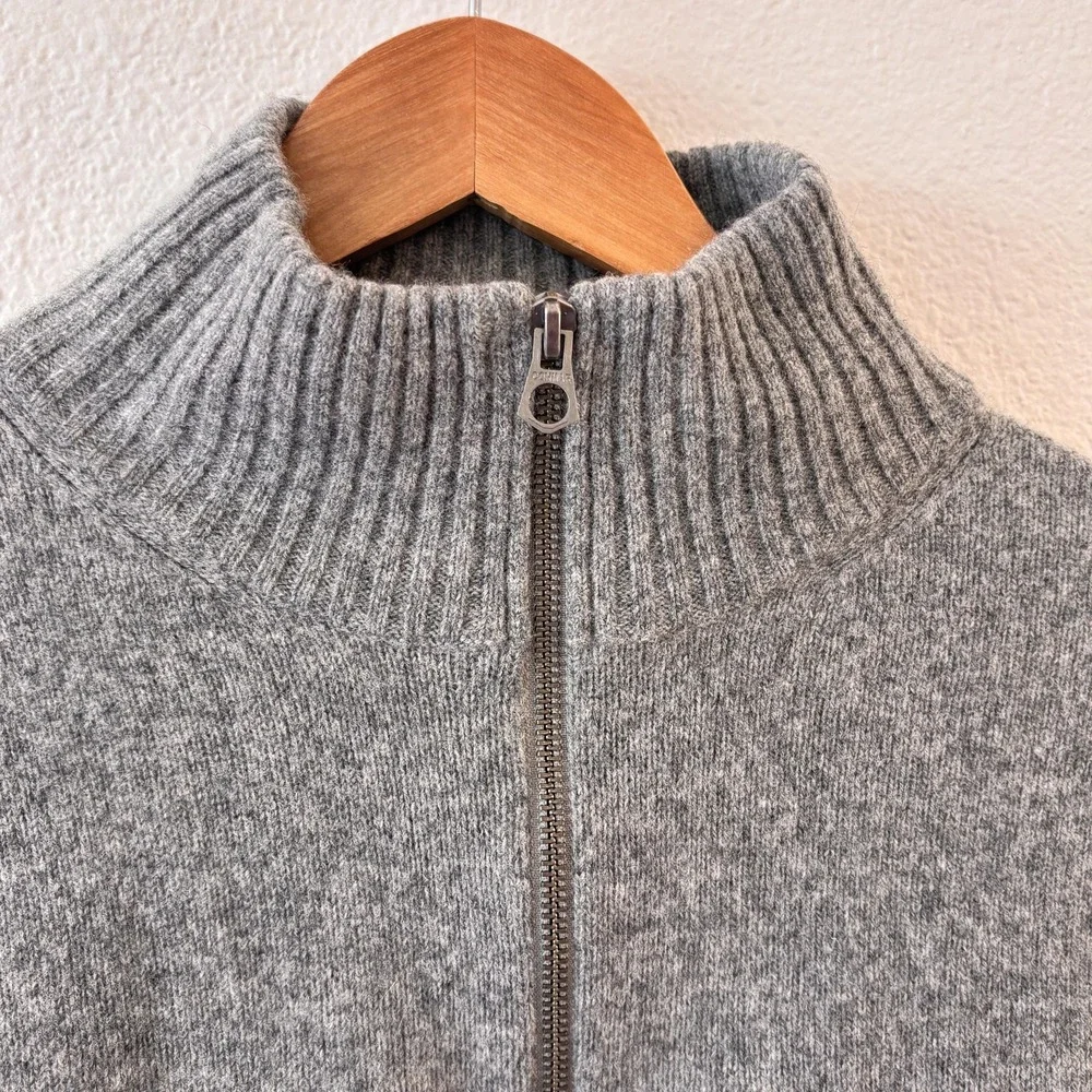 J Crew Sweater Mens XL Gray Merino Wool Blend Half Zip Mock Neck Pullover‎ Knit