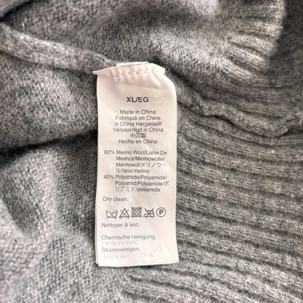 J Crew Sweater Mens XL Gray Merino Wool Blend Half Zip Mock Neck Pullover‎ Knit