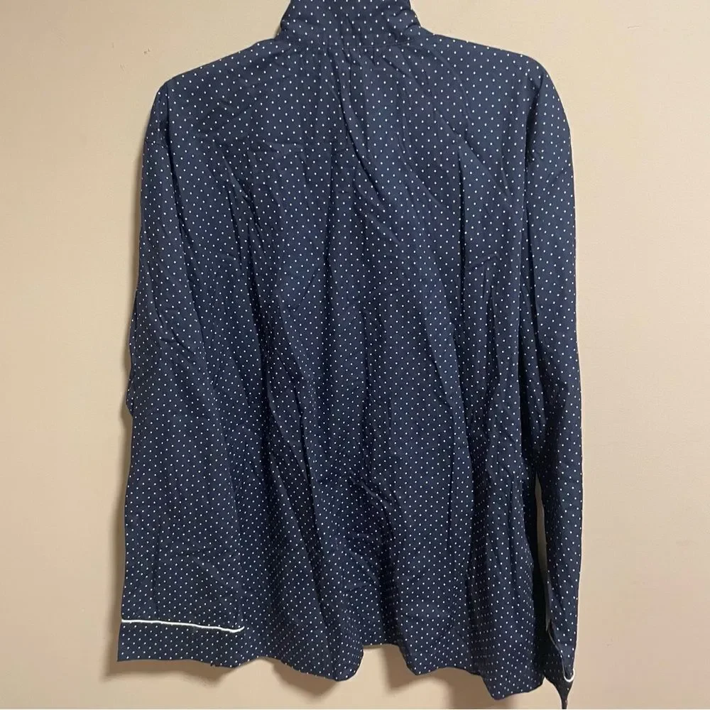 NWT J Crew Navy 100% Cotton Slim Fit Button Down Pajama Shirt- Size XL