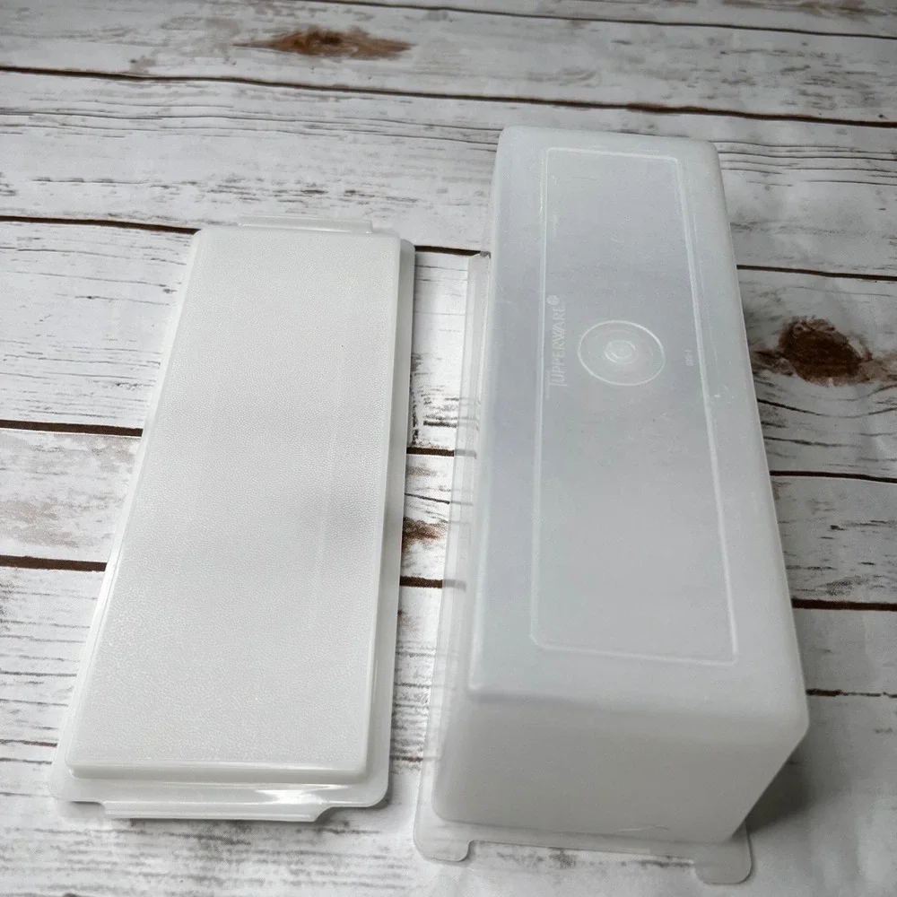 Tupperware Food Storage Container Frosted White Rectangular 11x4.5x3.75‎ Large