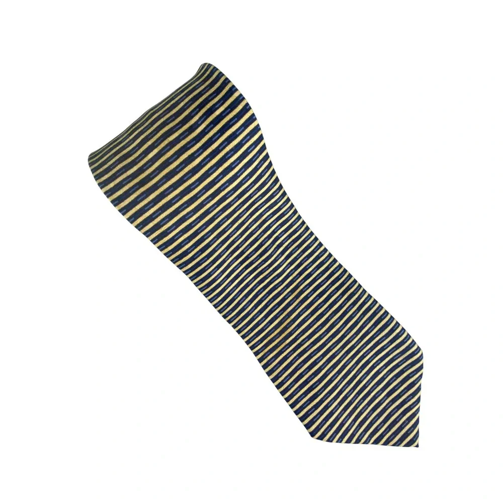 Stafford Mens Tie Striped Navy Gold Silk Spotless Professional Long 61x4