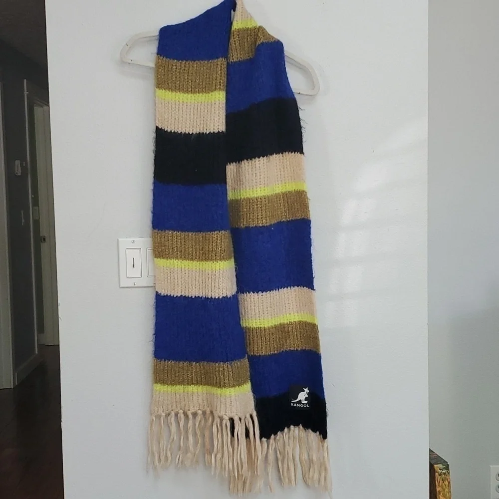 Kangol stripe fringe scarf