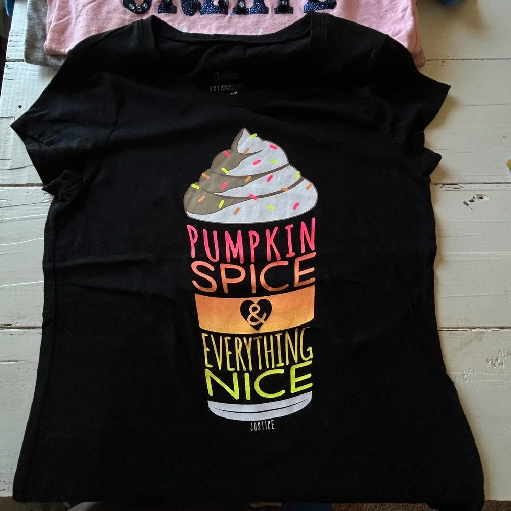 Justice Girls Graphic Top Bundle Size 12 Pumpkin Spice Mermaid Sequin Tank‎ 4 pk
