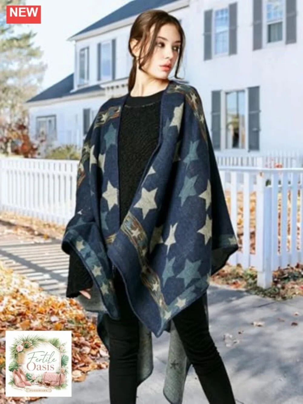 Reversible Women's Plaid Poncho Cape Shawl Wrap Open Front Blanket Tassel Edge