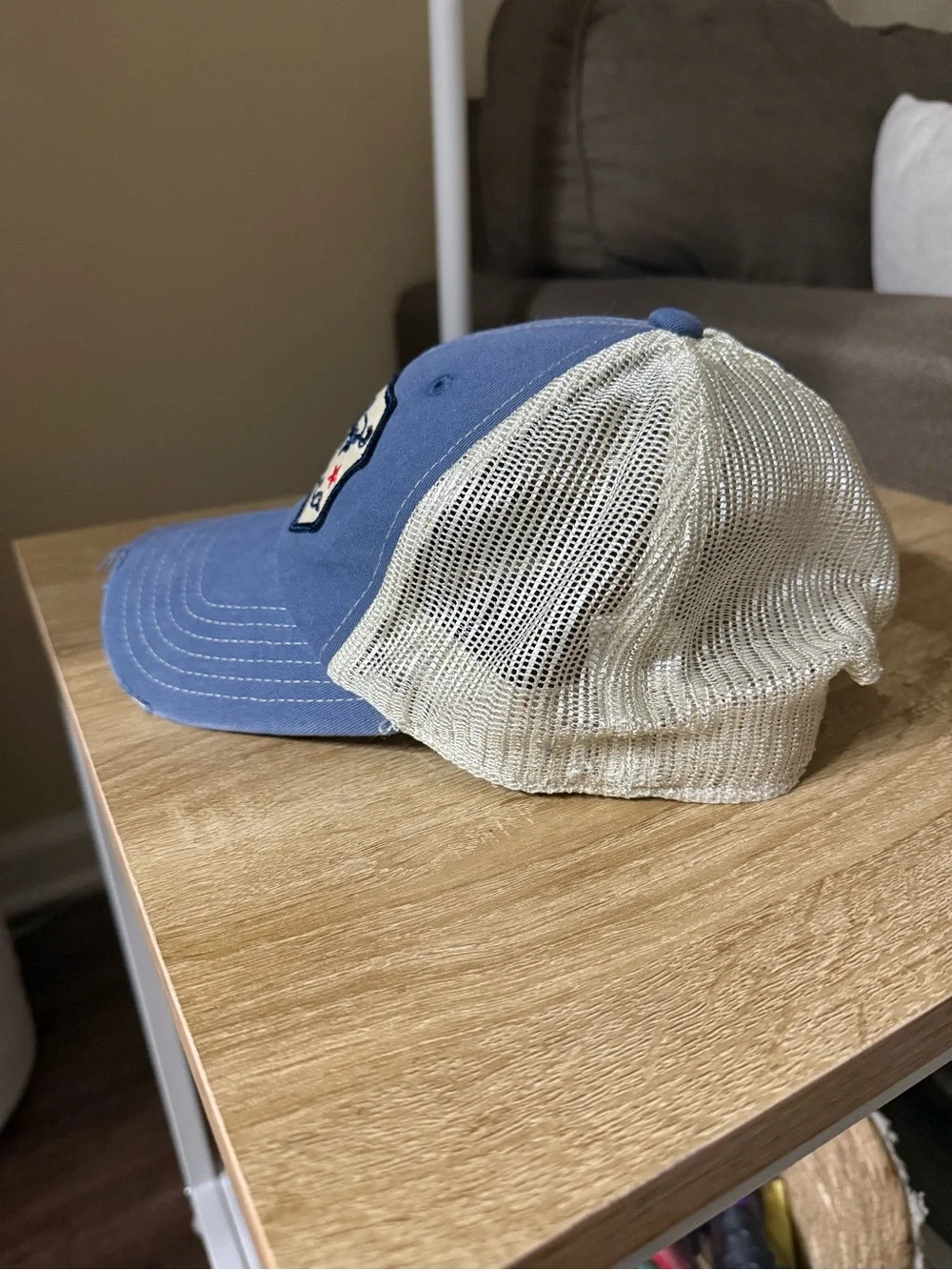 Bronco Trucker Hat in Faded Blue with White Mesh