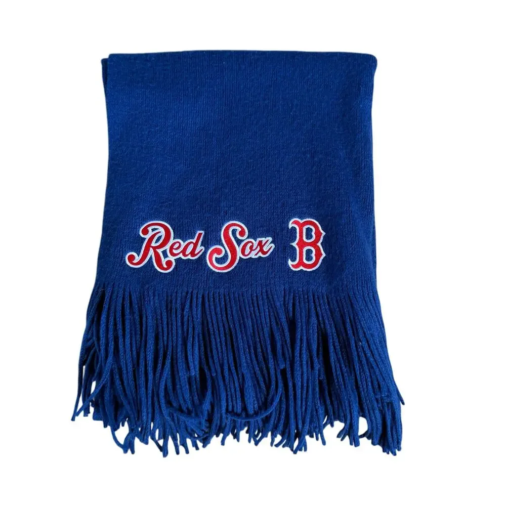 Boston‎ Red Sox Blanket Scarf Wrap Blue With Tassels MLB Baseball Soft Warm