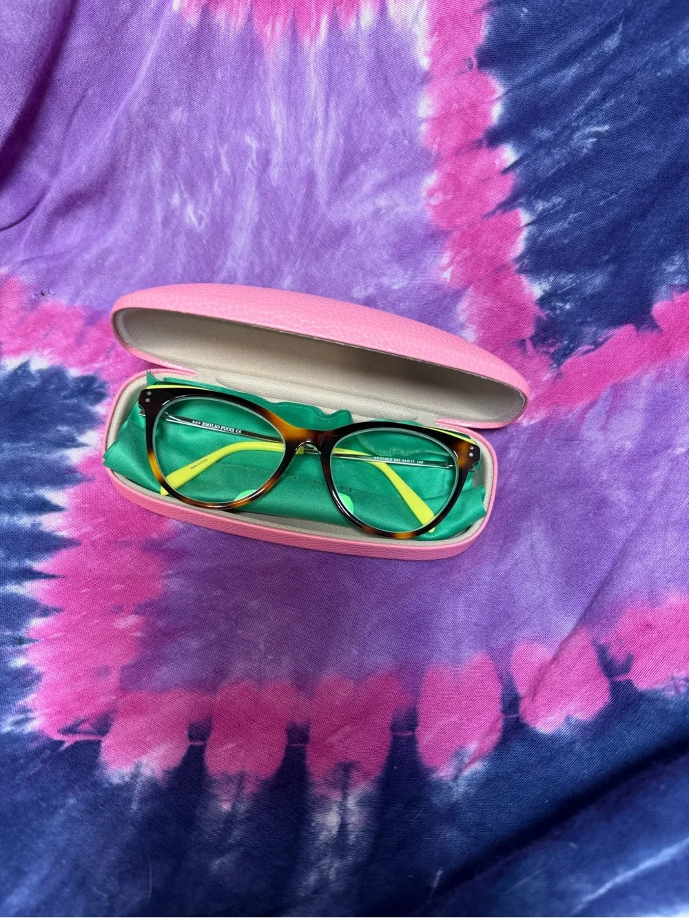 Emilio Pucci Tortoiseshell Glasses with Green and Yellow Accents