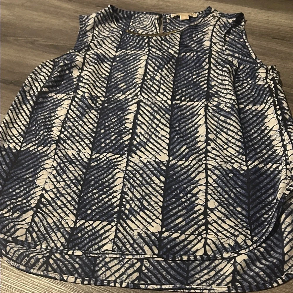 Michael Kors Navy and White Geometric Blouse