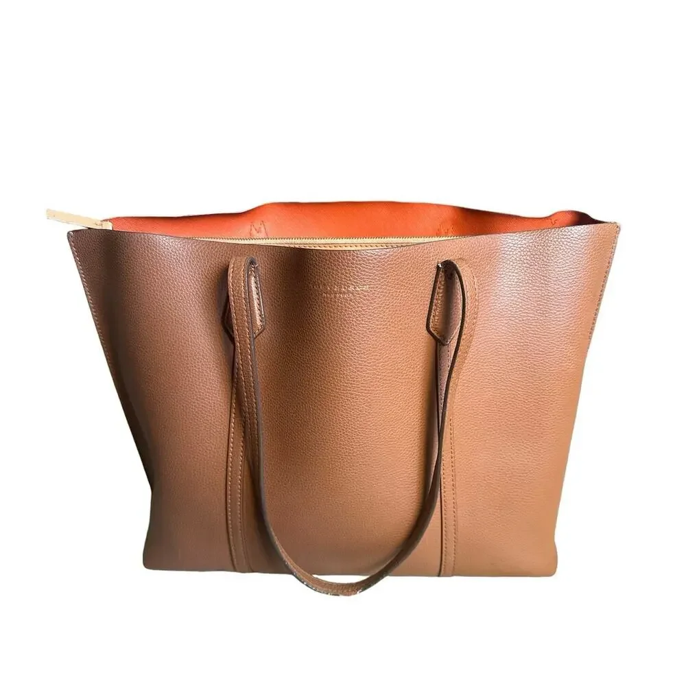Tory Burch Perry Triple Compartment Tote Bag‎ Light Umber Orange Interior
