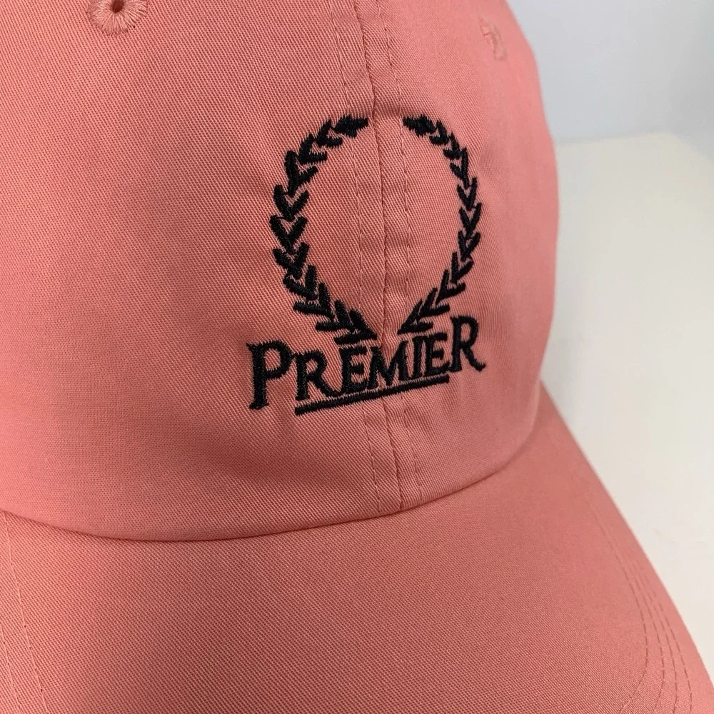 Premier Logo Hat Pink Light Weight Adjustable AHead Classic Cut Baseball Cap