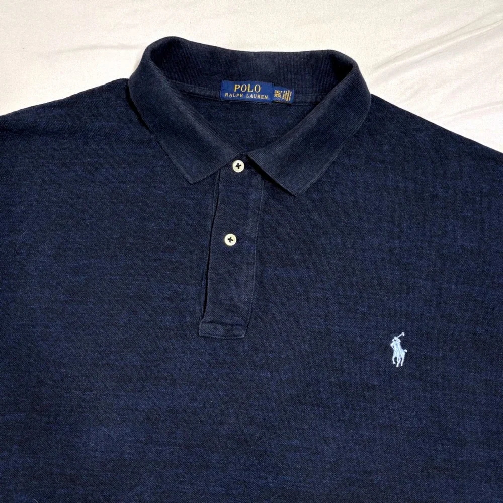 Polo Ralph Lauren Polo Shirt Mens 3XLT Navy Blue Heathered Big & Tall Classic