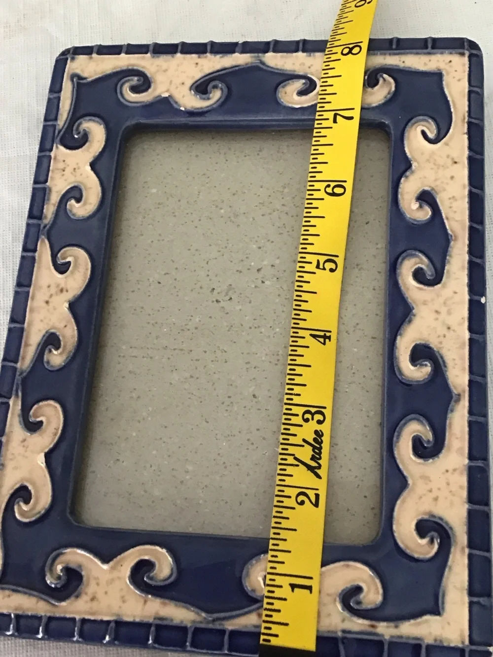 Handcrafted Blue and Cream Ceramic Photo Frame #194