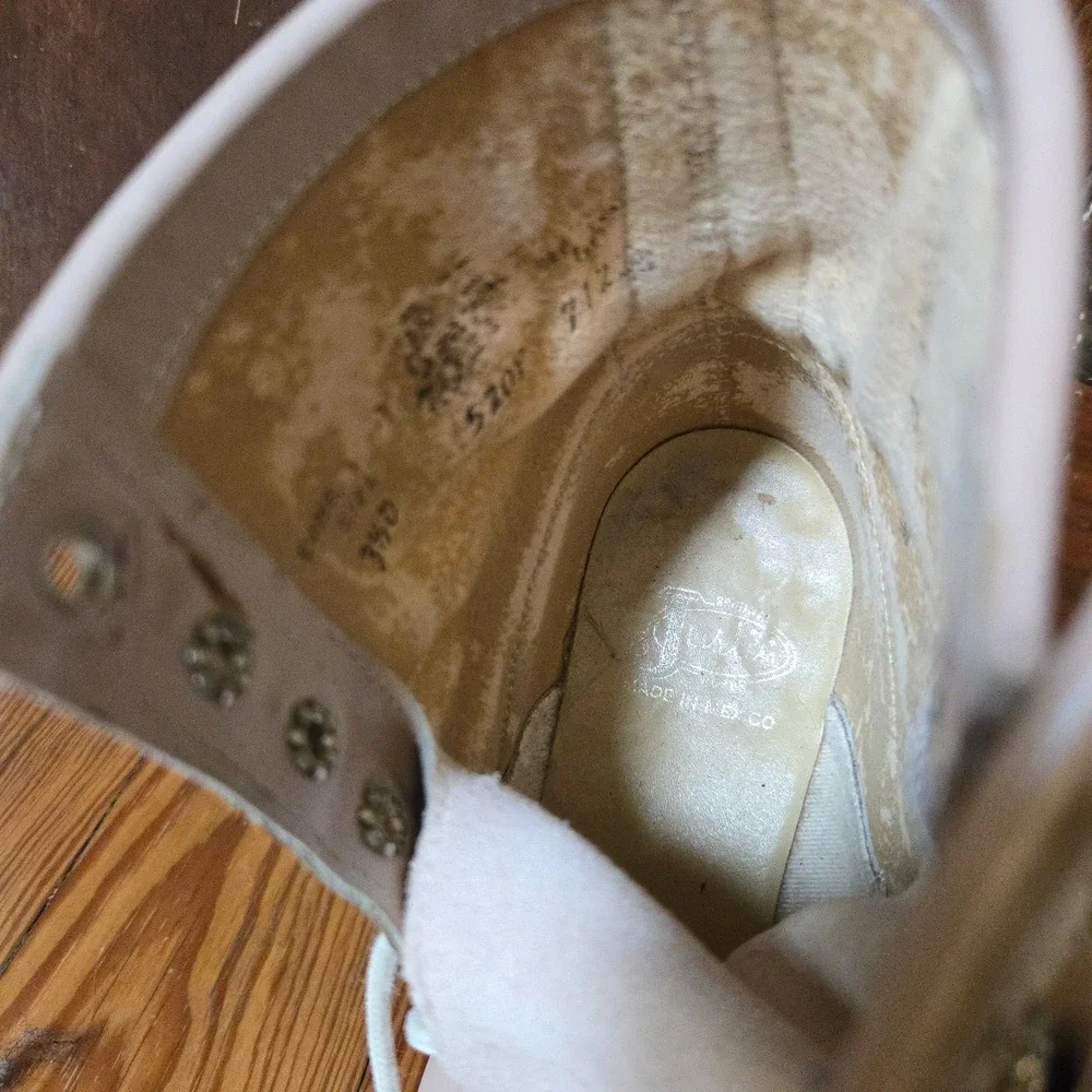 VTG Justin‎ Lace Up Kiltie Boots Taupe Beige Leather Womens 3.5 D Made In Mexico