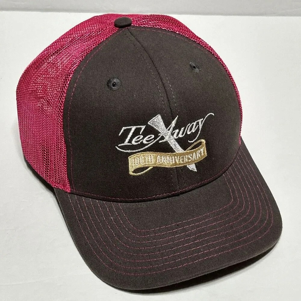 Tee Away 100th Anniversary Womens Pink Hat Snapback Adjustable Ball Cap Baseball