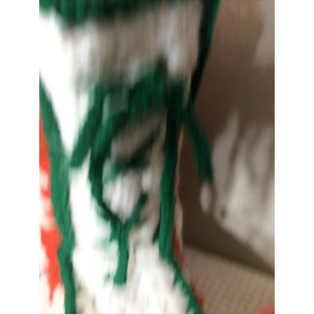 Christmas Stockings Vintage Handmade Grandma Square Crochet Red Green White 6