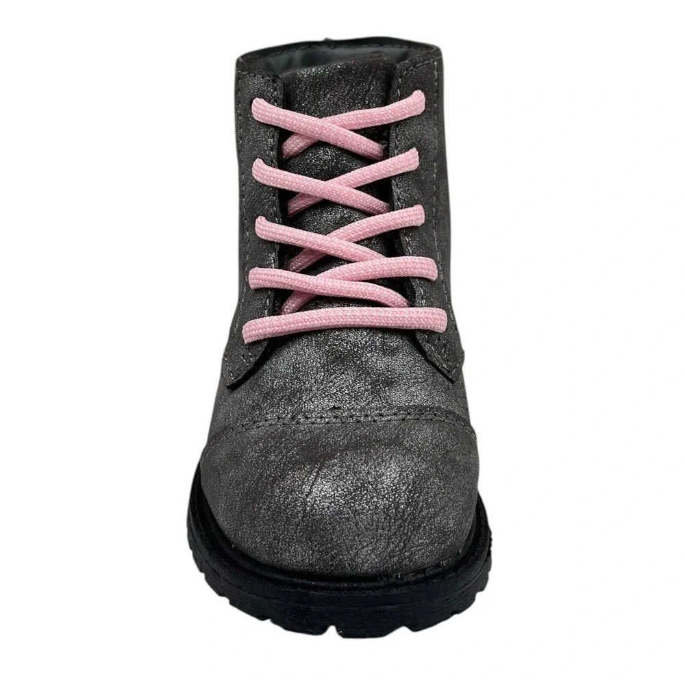 OshKosh B'Gosh Little Girls Ankle Fashion Boots Size 11  Gray Rose Pink Lace Up
