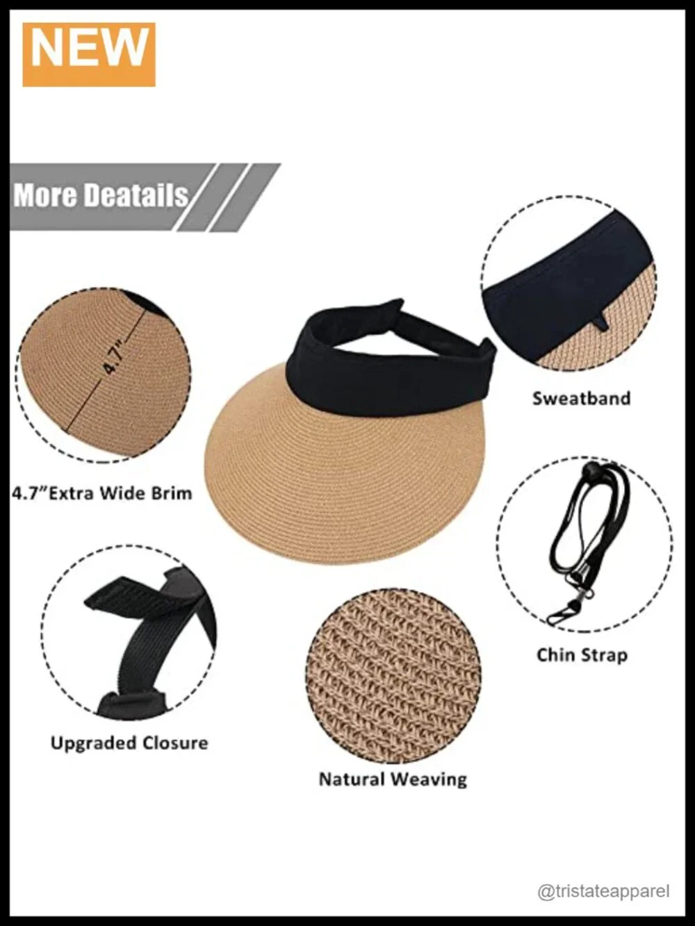 Foldable Straw Sun Visor Hat for Women Women's Wide Brim UV Protection Summer