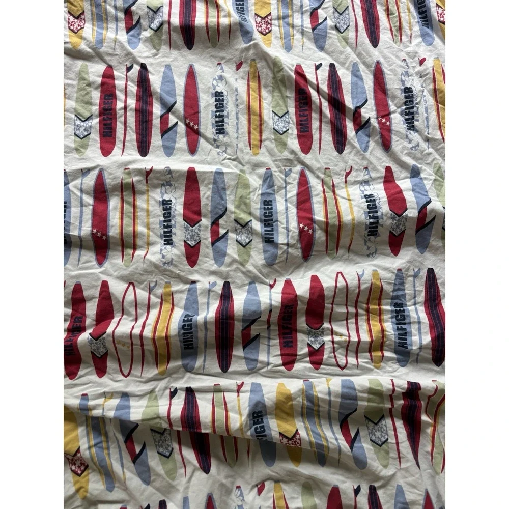 Tommy Hilfiger Twin Fitted Sheet Surfs Up Surfboard Beach Coastal Red Blue