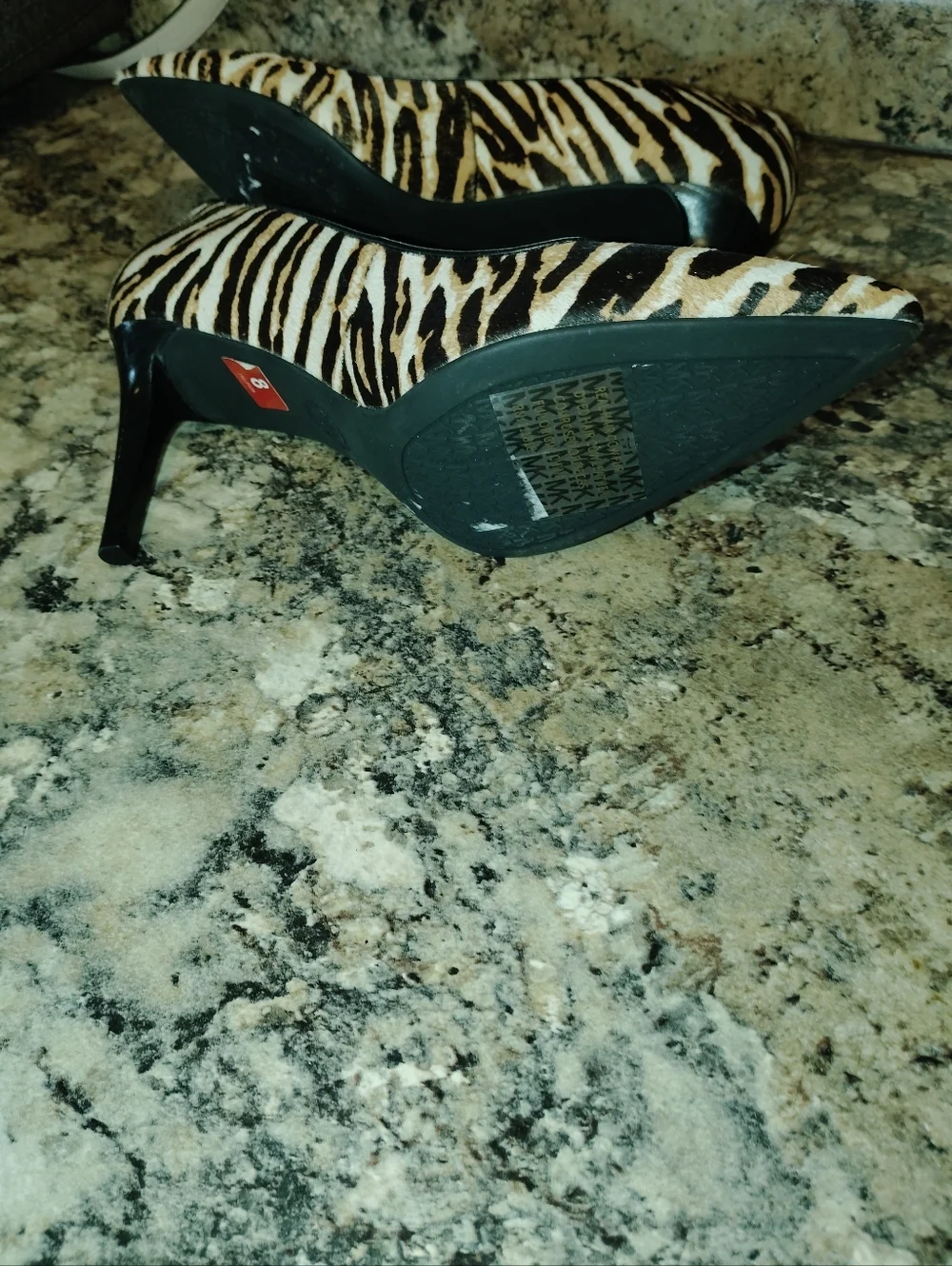 Michael Kors Zebra-Print Pointed Stiletto Heels in Black and Brown 8 Calf Hair