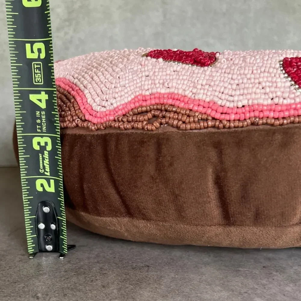 Love Letters Valentines day giant beaded Donut pillow beaded icing w hearts pink