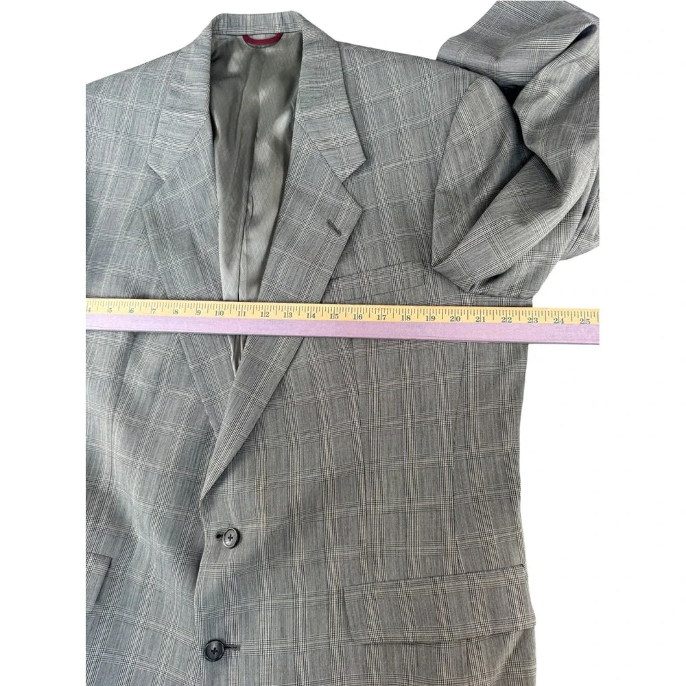 Hart Schaffner Marx Viracle Blazer Grey Glen Plaid Sport Coat 46LMen Suit Jacket