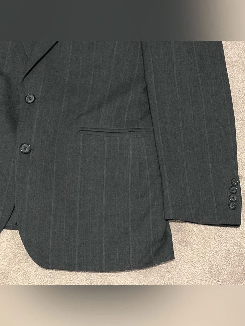 Hardy Amies Black Pinstripe Suit Jacket 40R 100% Pure Wool