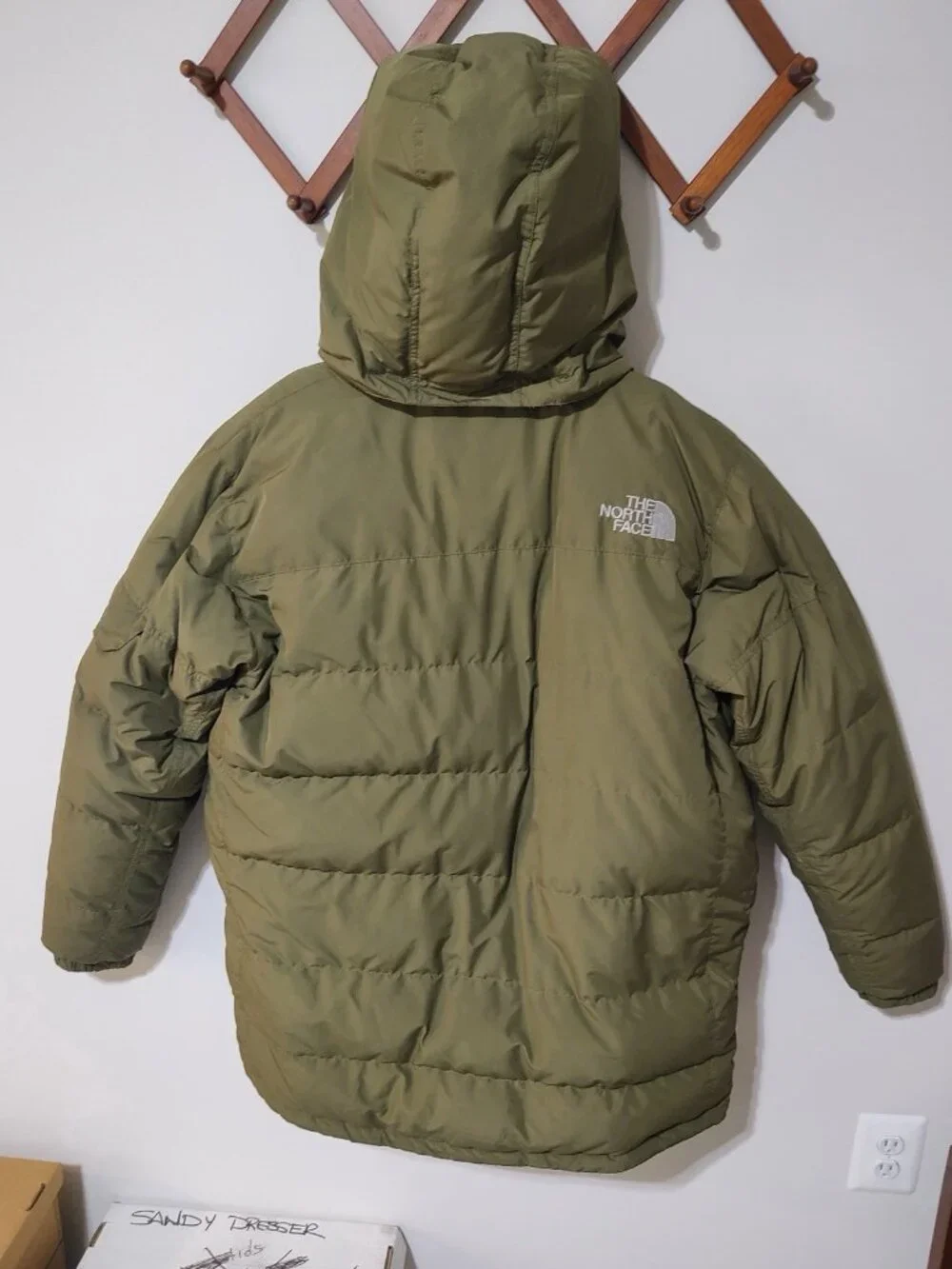The North Face NSE 600 Down Parka Jacket Mens XL Olive Green Hooded