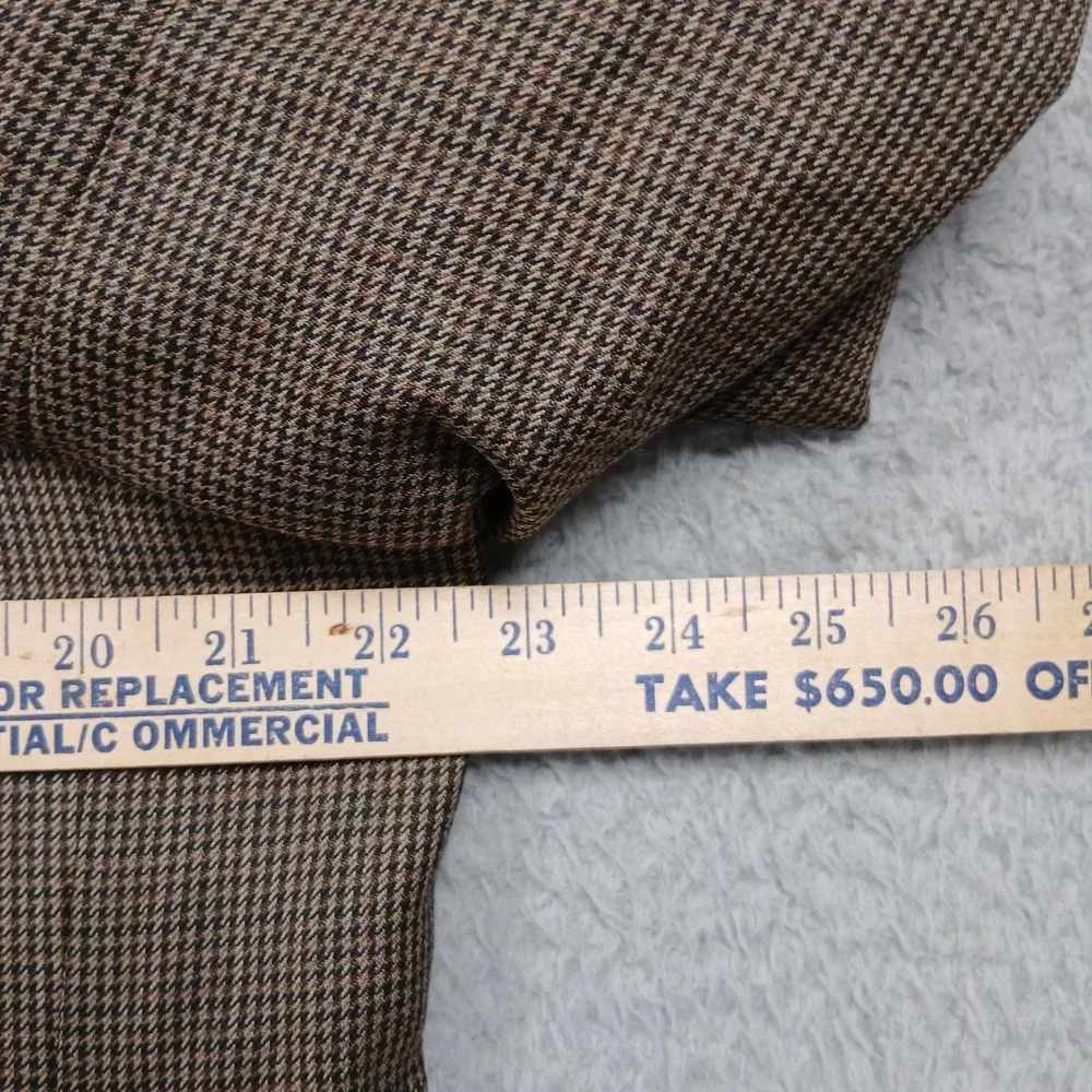 Jos A‎ Bank Traveler's Collection Brown Houndstooth Wool Blazer 44R Tailored Fit