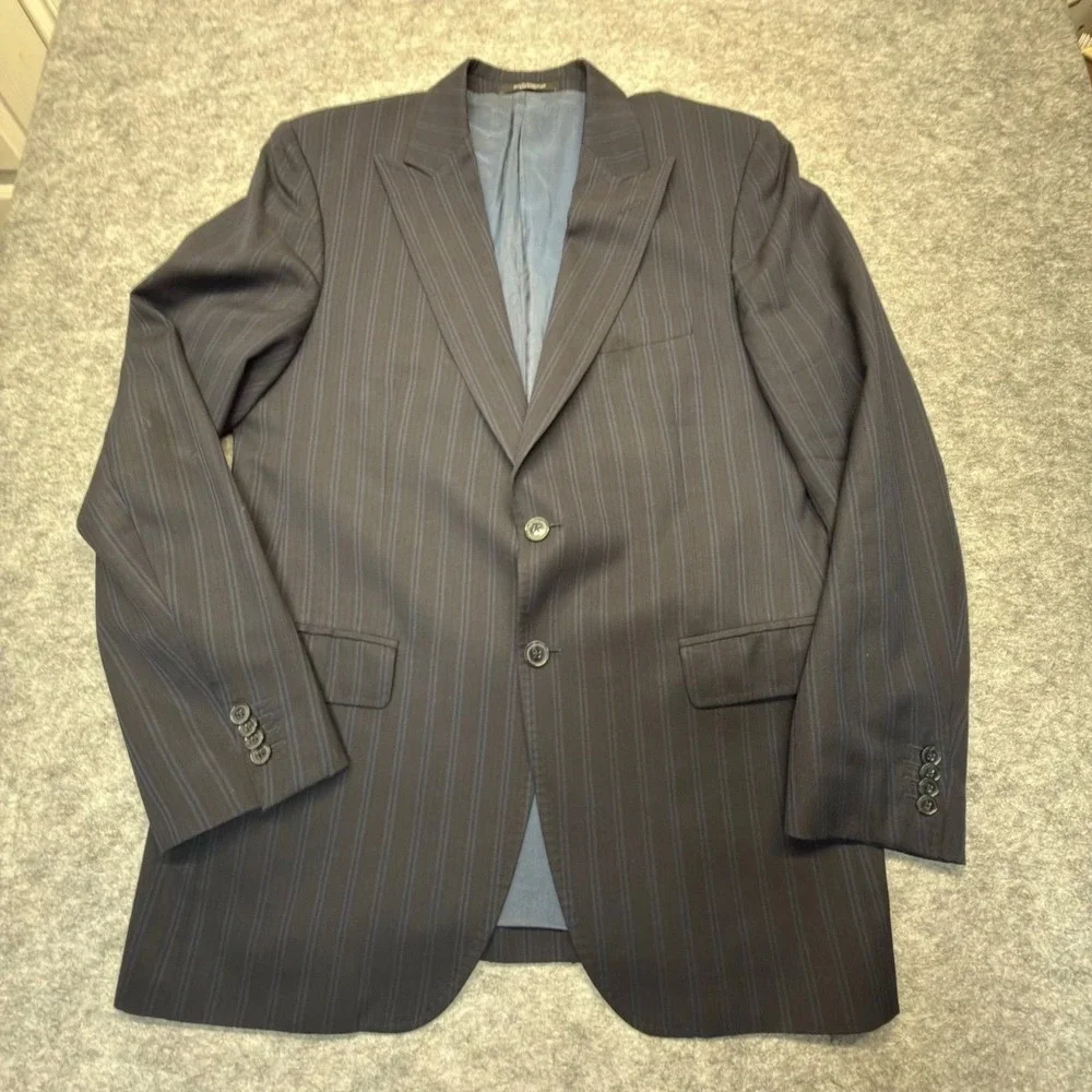 Dolce & Gabbana Suit Jacket Mens 52 (L) Pinstripe Virgin Wool Navy Blue Blazer