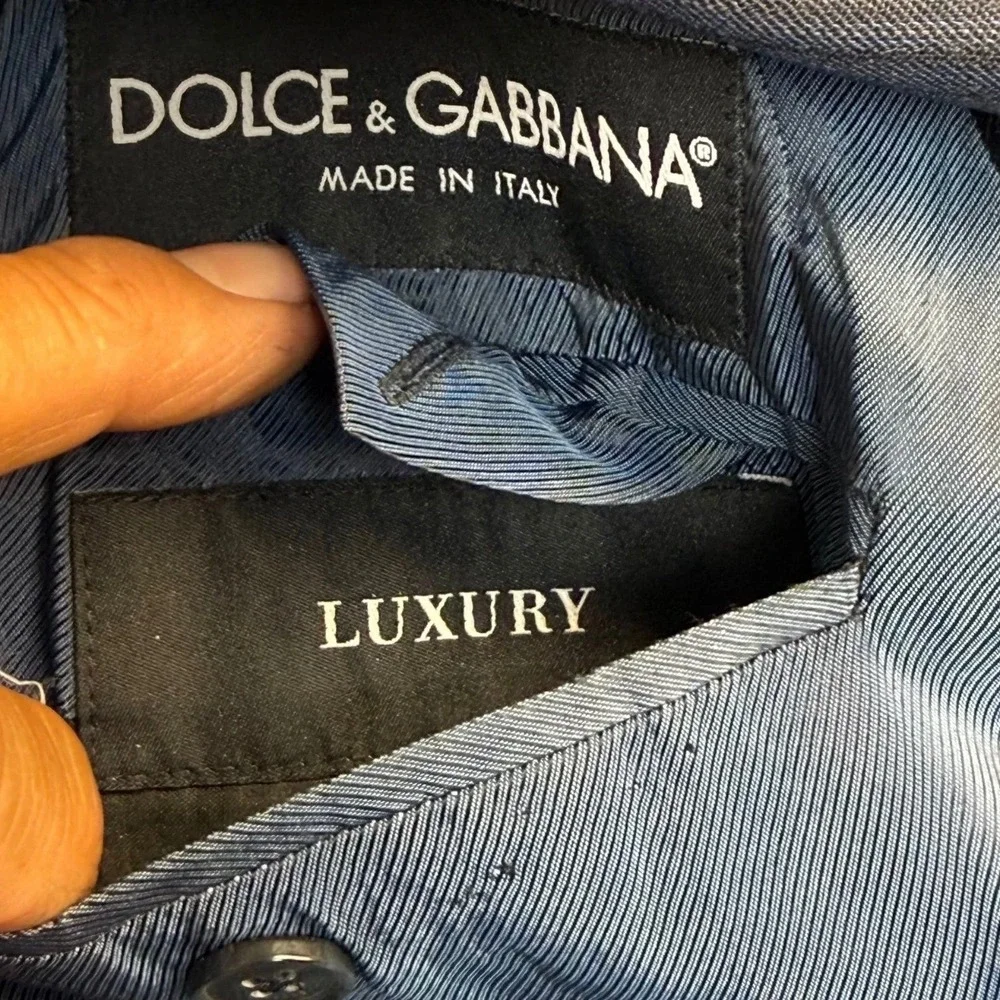 Dolce & Gabbana Suit Jacket Mens 52 (L) Pinstripe Virgin Wool Navy Blue Blazer