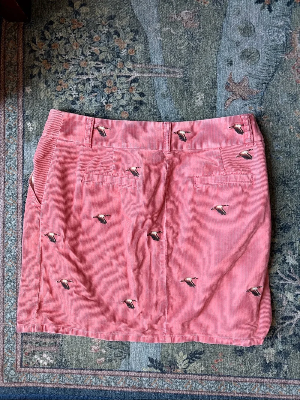 J. Crew Pink Corduroy Mini Skirt with Embroidered Geese, 100% Cotton